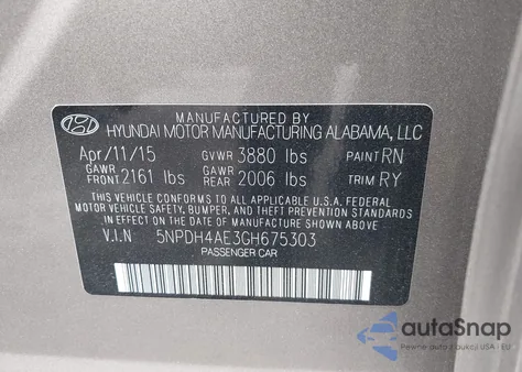 2016 Hyundai Elantra Value Edition from USA, damaged, VIN 5NPDH4AE3GH675303